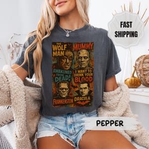 Vintage Universal Monsters T-Shirt, Retro Horror Movie Graphic Tee, Halloween Monster Character, Gothic Horror Aesthetic Monster Lover Shirt