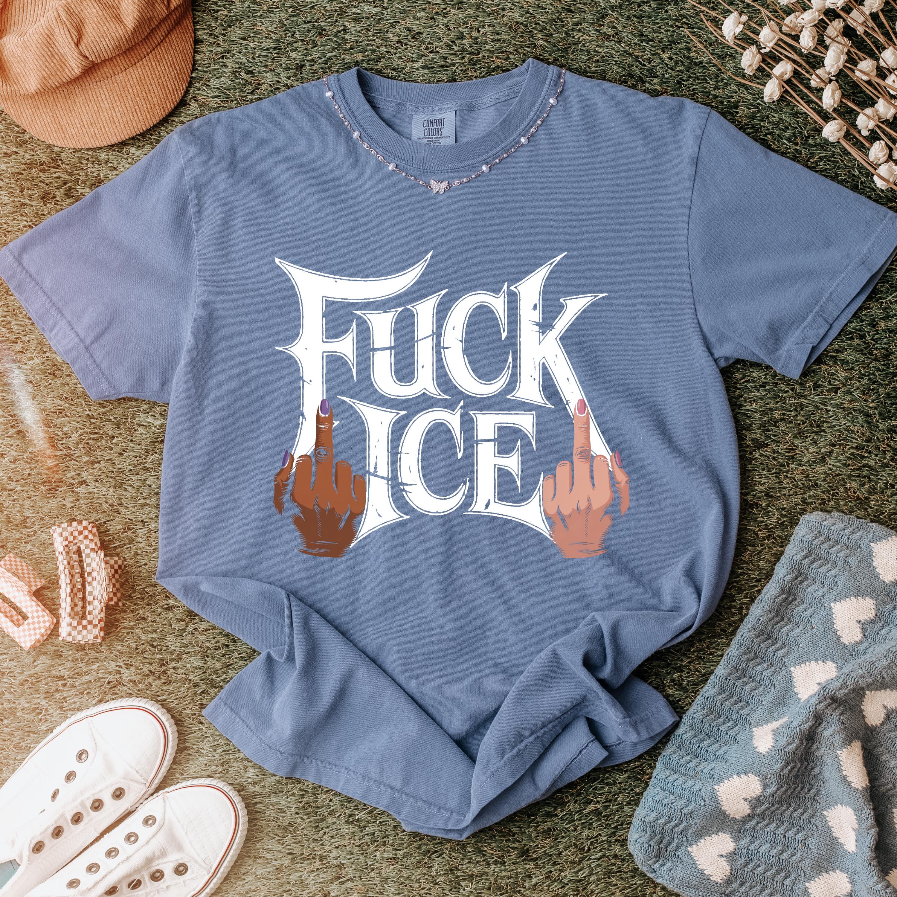 Anti-ice Middle Finger Comfort Colors Tee - Protest Statement - Etsy