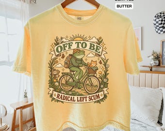 Off To Be Radical Left Scum Boxy Tee, Funny Frog Shirt, Political Graphic Tee, Comfort Colors® Crop, Cropped Top