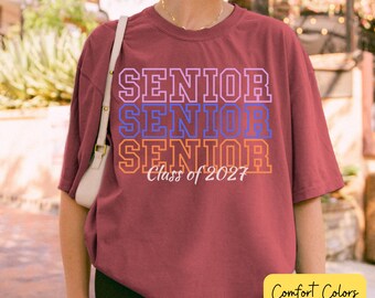 Comfort Colors® T-shirt voor de eindexamenklas van 2027, T-shirt met stippen, afstudeercadeau voor de moeder van de eindexamenkandidaat, T-shirt voor de middelbare school