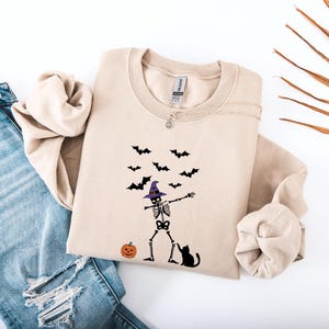 Dancing Skeleton Sweatshirt and Hoodie, Halloween Hoodie, Pumpkin Shirt, Retro Halloween Sweatshirt, Gift Halloween Shirt, Spooky Hoodie