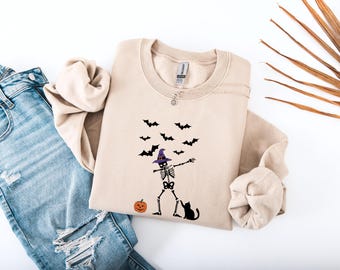 Dancing Skeleton Halloween Hoodie: Retro Spooky Sweatshirt