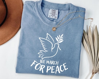 Dove Graphic Tee : Komfortfarben Anti-Kriegs-Protest-Shirt, Kein Krieg-Shirt, Anti-Trumpf-T-Shirt
