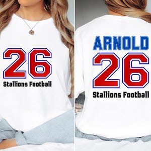 Custom Name and Number Football Player front&back Shirt, Football T-shirt, Mom Football Tee, Custom Team Name Top, High School Football Tee