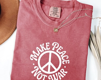 Vintage Make Peace Not War Shirt, Retro 70er Jahre Peace T-Shirt, Anti Trumpf, Aktivist Shirt, Anti Krieg T-Shirt, 70er Jahre Peace Zeichen T-Shirt