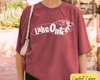 T-shirt met de tekst "Lake Ontario Resist", Comfort Colors® anti-Trump cropped shirt, Canada Resist graphic, politiek protestshirt.