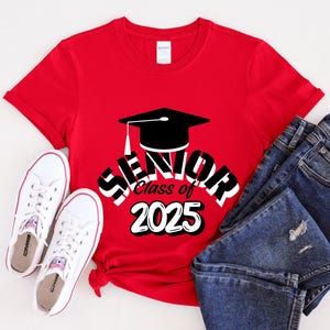 2025年卒業生用シャツ、2025年卒業生用シャツ、卒業シャツ、卒業記念品、2025年卒業生グループ用Tシャツ、高校卒業生用Tシャツ、シニア用Tシャツ