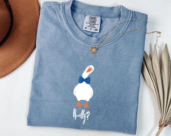 Funny Goose Comfort Colors Shirt, Goose Lover Tee, Cute Goose Shirt, Silly Goose Shirt, Bow Tie Goose Tee, Funny Animal Gift Tee, Really Tee