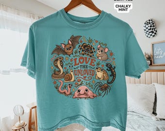 Love The Unloved Boxy Tee, schattig reptielenshirt, T-shirt voor dierenliefhebbers, Comfort Colors® Graphic Crop, cropped cadeau