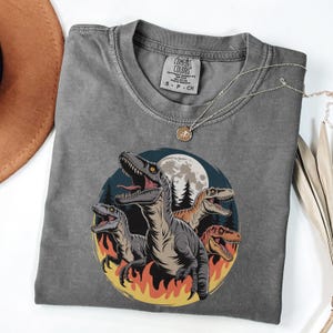Velociraptor Dinosaur Vintage 90s Style Graphic Shirt, Dinosaur Graphic Comfort Colors® Y2k Grunge Tee, Retro Raptor Aesthetic Gift Shirt
