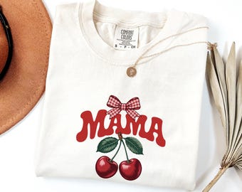 Cherry Mama Comfort Colors Tee, leuk cadeau voor Moederdag, cadeau voor moeder, coquette Cherry Mama, shirt moederschap, cadeau moeder dochter shirts
