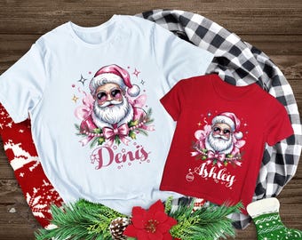 Aangepaste familie bijpassende kerstshirts, gepersonaliseerd kerstshirt, familienaam kerstfeestshirt, familienaam shirt, bijpassende familieshirt, kerstman shirts