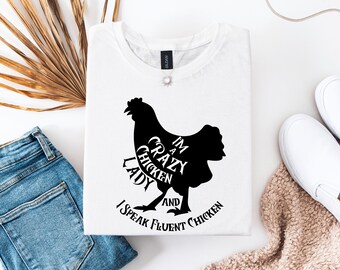 Chemise Funny Chicken Lady : T-shirt unisexe Crazy Chicken Farm Life, chemise agriculteur