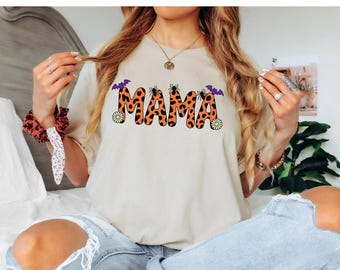 Mama Halloween Shirt, Cute Spooky Season Mom T-Shirt, Halloween Graphic Tee For Moms, Fall Ghost Pumpkin Shirt, Trick Or Treat mama Tee