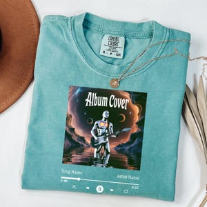 Comfort Colors Custom Song Name and Album Cover Tee, Custom Artist Name Shirt, Custom Song Name T-Shirt, Custom Favorite Song and Artist Tee