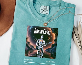 Camiseta personalizada com capa de álbum e música Comfort Colors: camiseta musical personalizada
