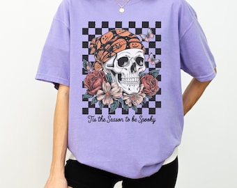 Komfortfarben Tis The Season Halloween Shirt, Skeleton Rose Halloween Shirt, Halloween Shirt, Spooky Season Shirt, Skeleton Halloween Shirt