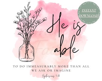 He Is Able PNG – Christian Bible Verse, Faith-Based Digital Art for Printing, Crafts, Sublimation, Cricut, and Wall Art Decor & more!