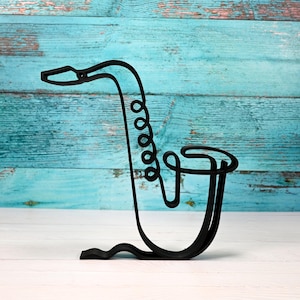 Abstract Saxophone Decor, Minimalist Line Art, Jazz & Music Home Decor, Modern Hobbies, Desk Line Art