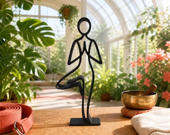 Yoga Tree Pose Line Art: Minimalist Desk Decor