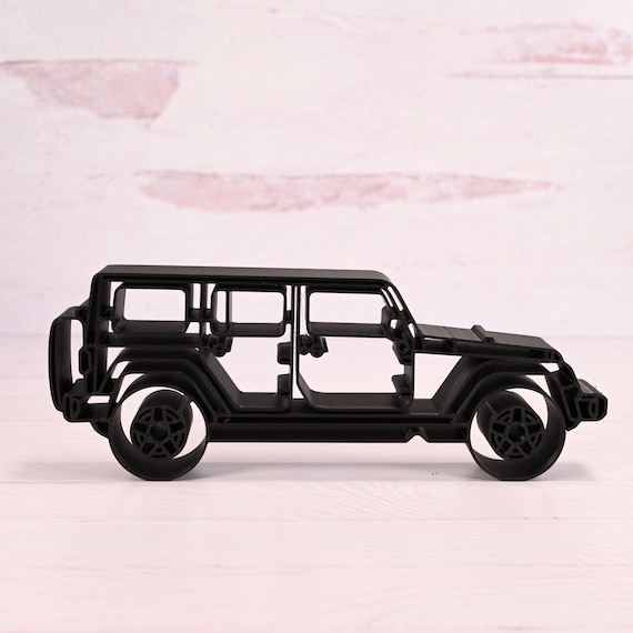 Jeep Wrangler Sculpture: Minimalist Line Art, Eco-Friendly Bioplastic