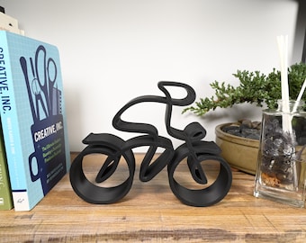Road Cyclist Sculpture, Minimalist Line Art Cyclist, Cycling Silhouette Home Decor, Modern Hobbies and Desk Line Art