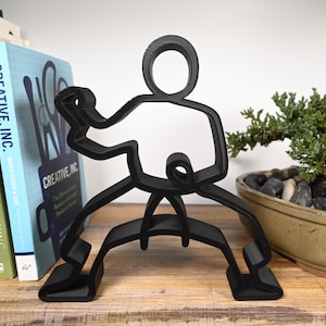 Kata Stance Sculpture, Minimalist Line Art Karate Kick, Karate Home Decor, Modern Hobbies, and Desk Line Art for Martial Arts Lovers