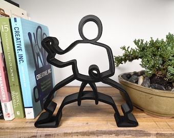 Kata Stance Sculpture, Minimalist Line Art Karate Kick, Karate Home Decor, Modern Hobbies, and Desk Line Art for Martial Arts Lovers