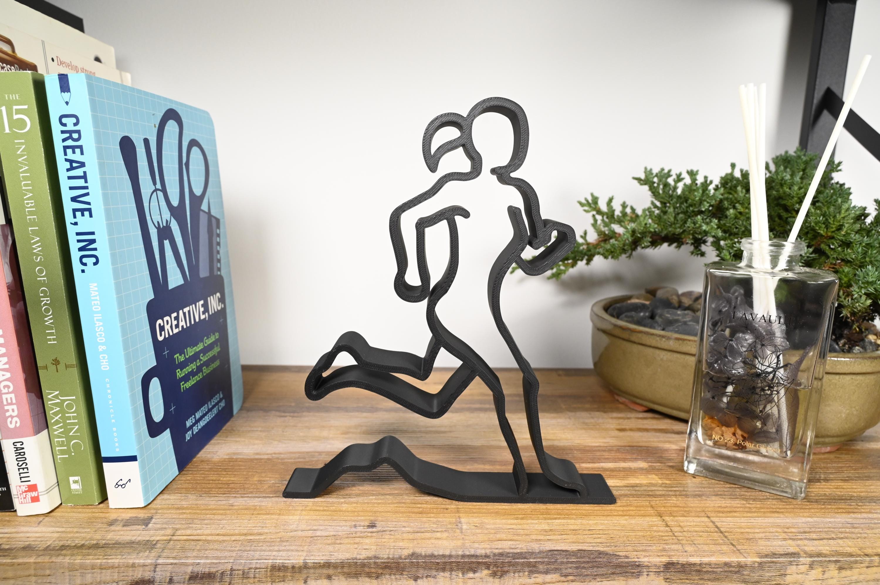 Athletic Female Runner, Minimalist Line Art Athlete, Strong and Focused Female Silhouette  Home Decor, Modern Hobbies and Desk Line Art