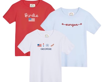 Personalized Embroidered 4th of July Baby and Toddler T Shirt