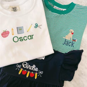 Personalized Embroidered Back to School Comfort Colors T Shirt for Kids