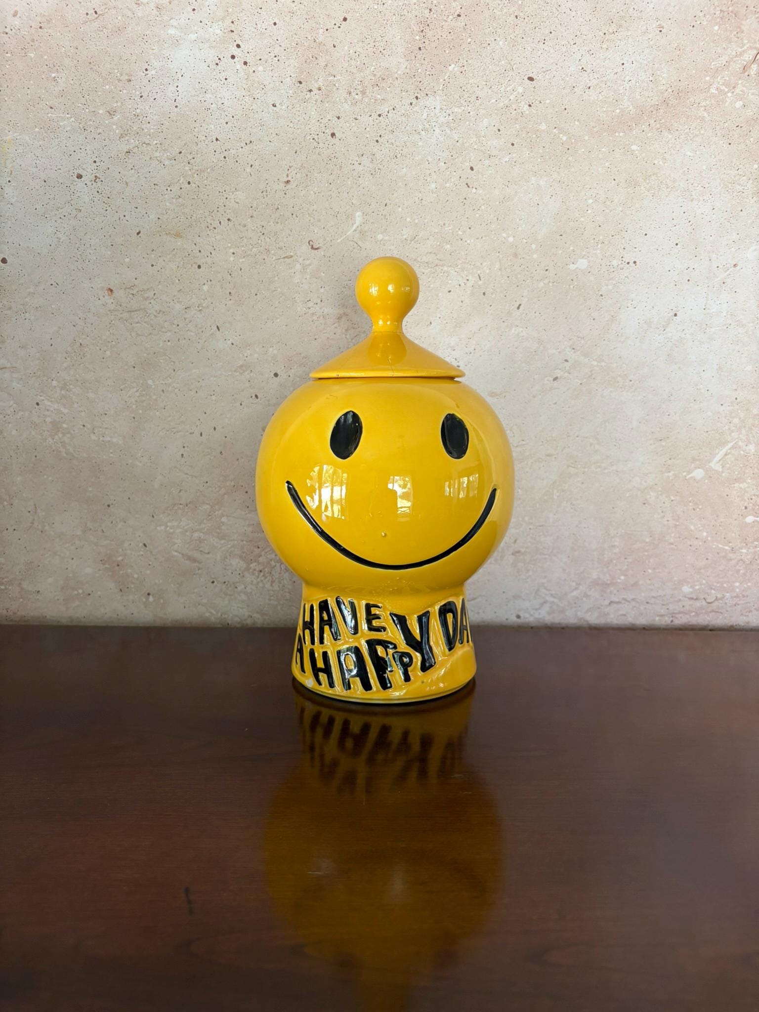 Vintage Mccoy “have a Happy Day” Smiley Face Cookie Jar - Etsy