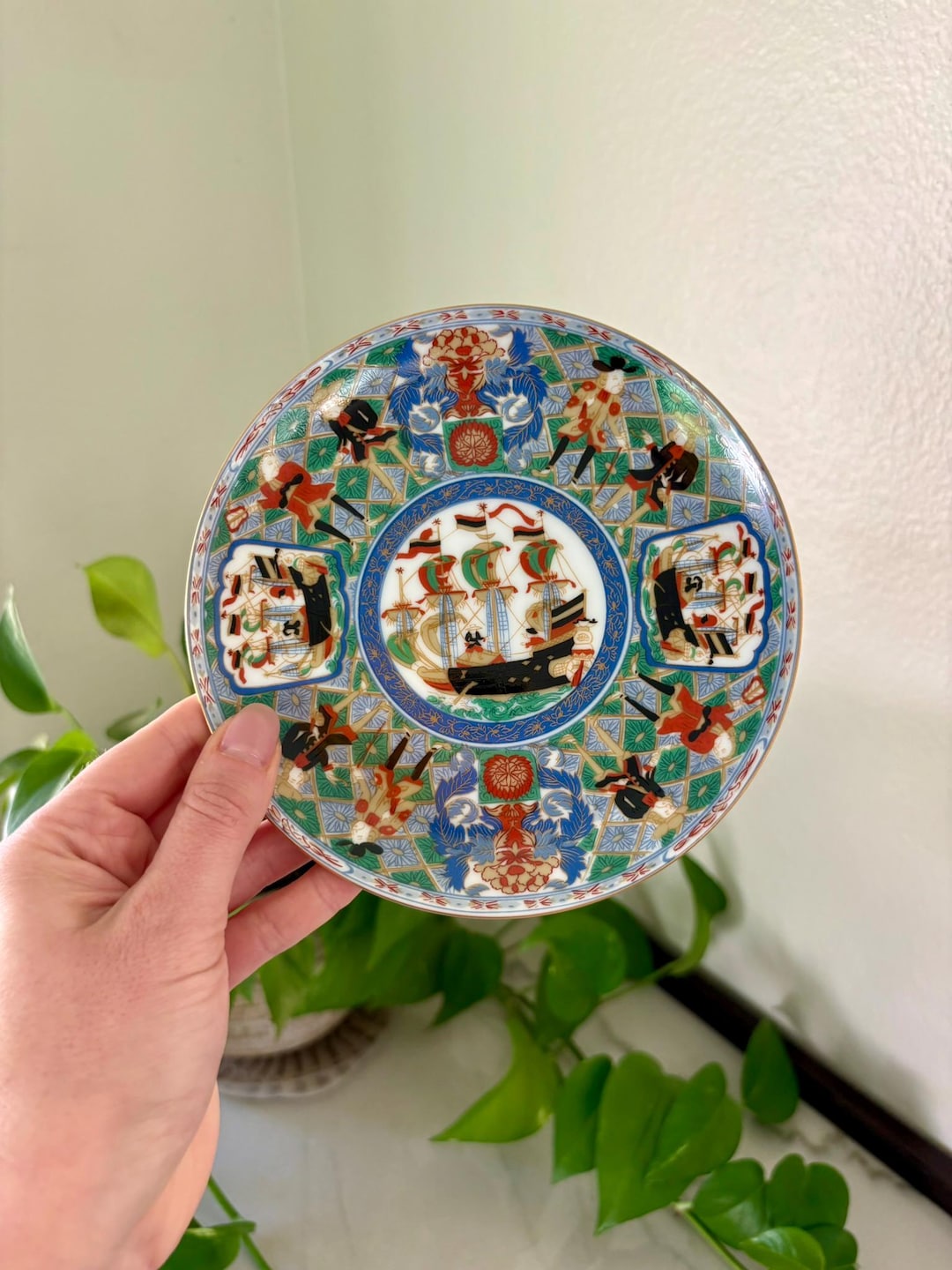 Stry Plate Vintage Yokohama Story Plates Set of 5 by Yokoto, Japanese Imari Style ...