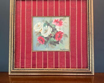 Vintage Floral Painting – Framed Original Still Life Art