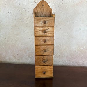 Vintage Wooden Spice Cabinet, Wall-Mount Mini Drawer Chest, 6-Drawer Apothecary Box