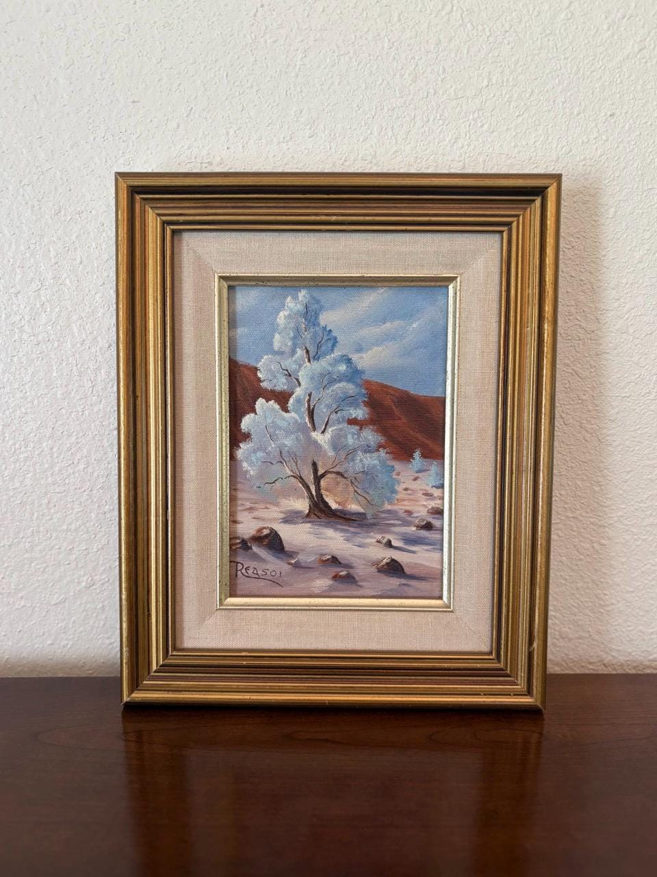 Vintage Lloyd E. Reasor Oil Painting – Southwestern Desert Landscape – Signed California Artist – Framed Mid Century Art
