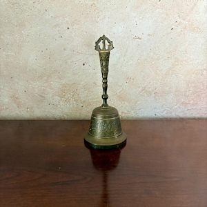 Tibetan Ritual Bell with Dorje Handle, Vintage Buddhist Ghanta Bell