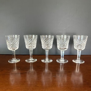 Waterford Alana Cordial Glasses – Set of 5 - Vintage Cut Crystal Ireland – Small Liqueur Glasses