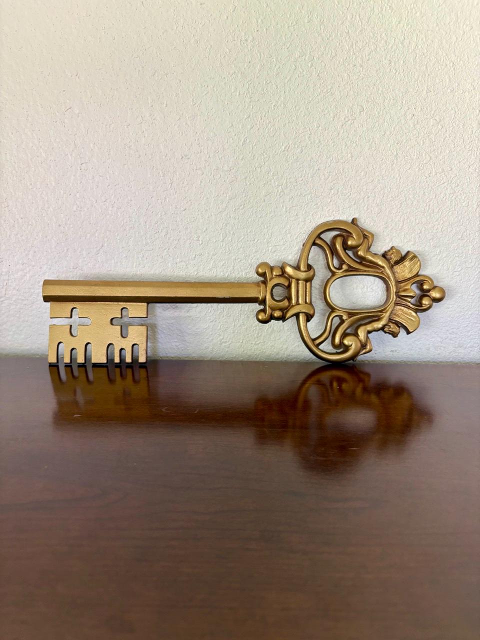 Vintage Sexton Metal Wall Key – Ornate Hollywood Regency Wall Hanging with Hooks – Mid-Century Wall Decor