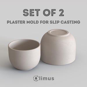 Ceramic Mug Slip Casting Mold - Set of 2- Plaster Pottery Cup DIY Tool