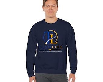 Bluza z okrągłym dekoltem w kolorze niebiesko-złotym z monogramem TL | TushLife