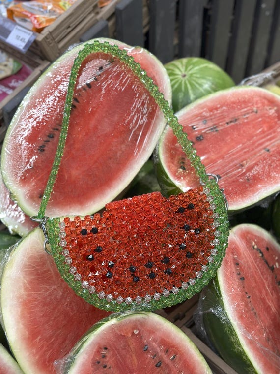 Handmade Beaded Watermelon Bag – Fruity Summer Purse – Unique