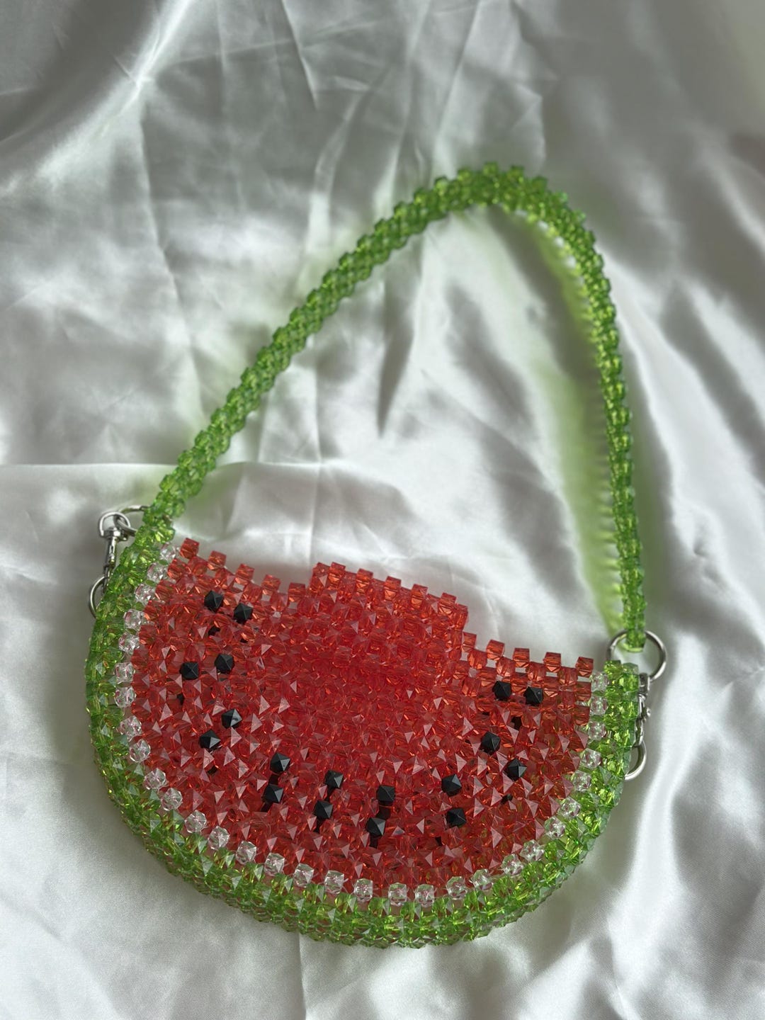 Handmade Beaded Watermelon Bag – Fruity Summer Purse – Unique