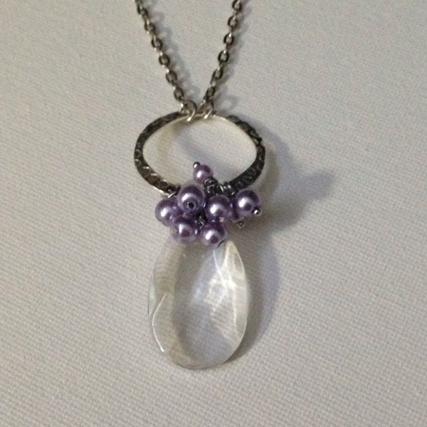 Purple Pearl Chandelier Crystal Necklace