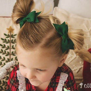 Forest Green Hair Bow Baby Girl Christmas, Dark Green Toddler Bows Hunter Hair Clip, School Accessory