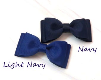 Navy Blue Hair Bow Clip, School Uniform Accessory
