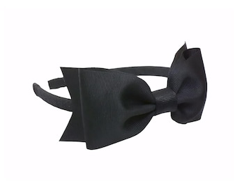 Big Black Bow Headband for Girls, Halloween Hair Bow Alice Band