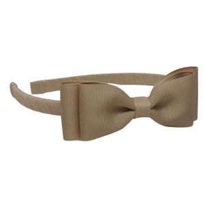 Toddler Tan Bow Headband for Girl, Back to School Bow Headband, Cute Toddler Hairbow Band