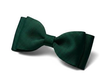 Dark Forest Green Bow Hair Clips, School Pigtail Bows for Girls, Toddler Hair Accessories