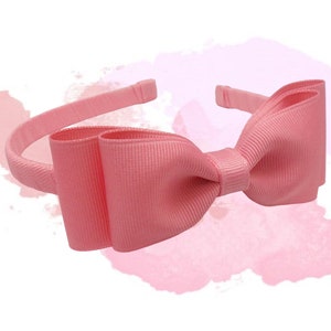 Dusty Pink Girls Hair Bows Headbands, Back to School Pink Bows for Girls, Toddlers Pink Hair Bows
